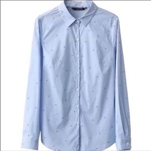 Zara Umbrella pattern button down shirt Sz M